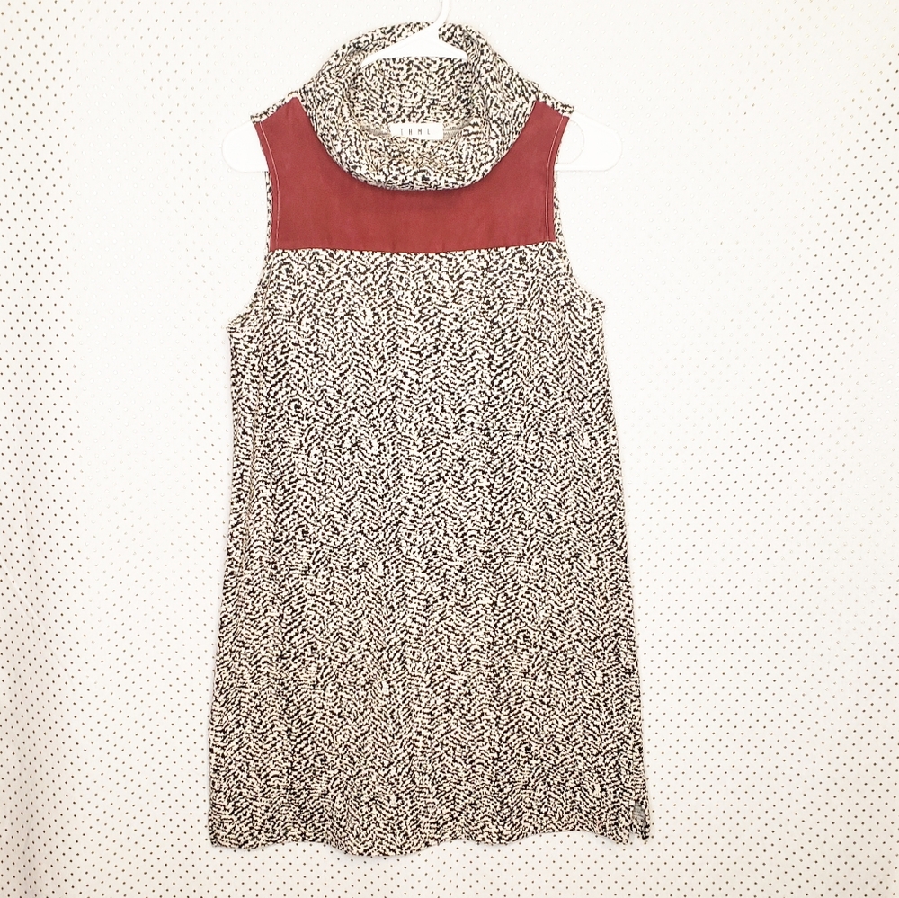 THML Turtleneck Dress Black White Academia Style